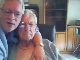 Two grandpas cuddling, kissing and loving - no hardcore