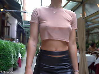 See-through top in public