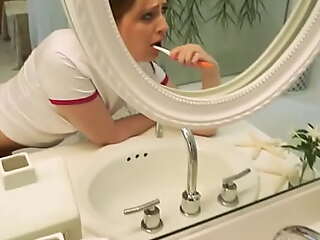 Teen Stepdaughter Brushing Teeth Fellow-feeling a amour POV