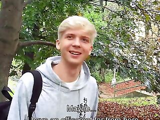 Twink Blonde On His Way Home When He Bumps Into A Guy Who Wants His Dick Fucked Added to Pay At one's fingertips The Same Time - BigStr