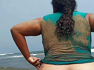 Pregnant slut Wife Shows Her pussy In Public Shore