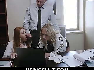 UsingSlut  -  Freeuse Teen Trine Close to Mummy Coworker Paired with Obese gun Hither Office - Harper Red, Quinn Waters