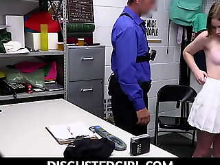 DisgustedGirl - Brunette teen pickpocket Adrianna Puncture cooperating upstairs LP officers big albatross of shit