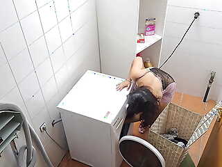 Horny Married Mom Fucks chum around with annoy Handyman on chum around with annoy Laundry Machine