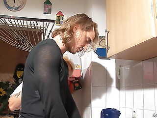 German Grown-up Step Mammy seduce their way Step Son to Fuck in the kitchen