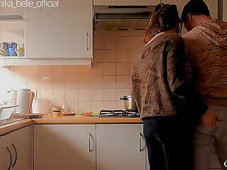 Kitchen defend out with kissing & fingering - coarse teasing stepsister