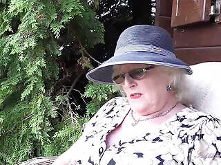 Auntjudys - 66yo Queasy Mature GILF Mrs. Claire Sucks Your Cock encircling the Garden (pov)