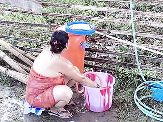 Outdoor bath bedroom making love