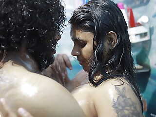 Step sister bath and sex with step brother fixing 2, Vaishnavy and Sharun Raj hot bath romance, Mallu couple hot bath sex