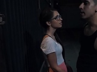 Spex teen hardfucked and facialized in public